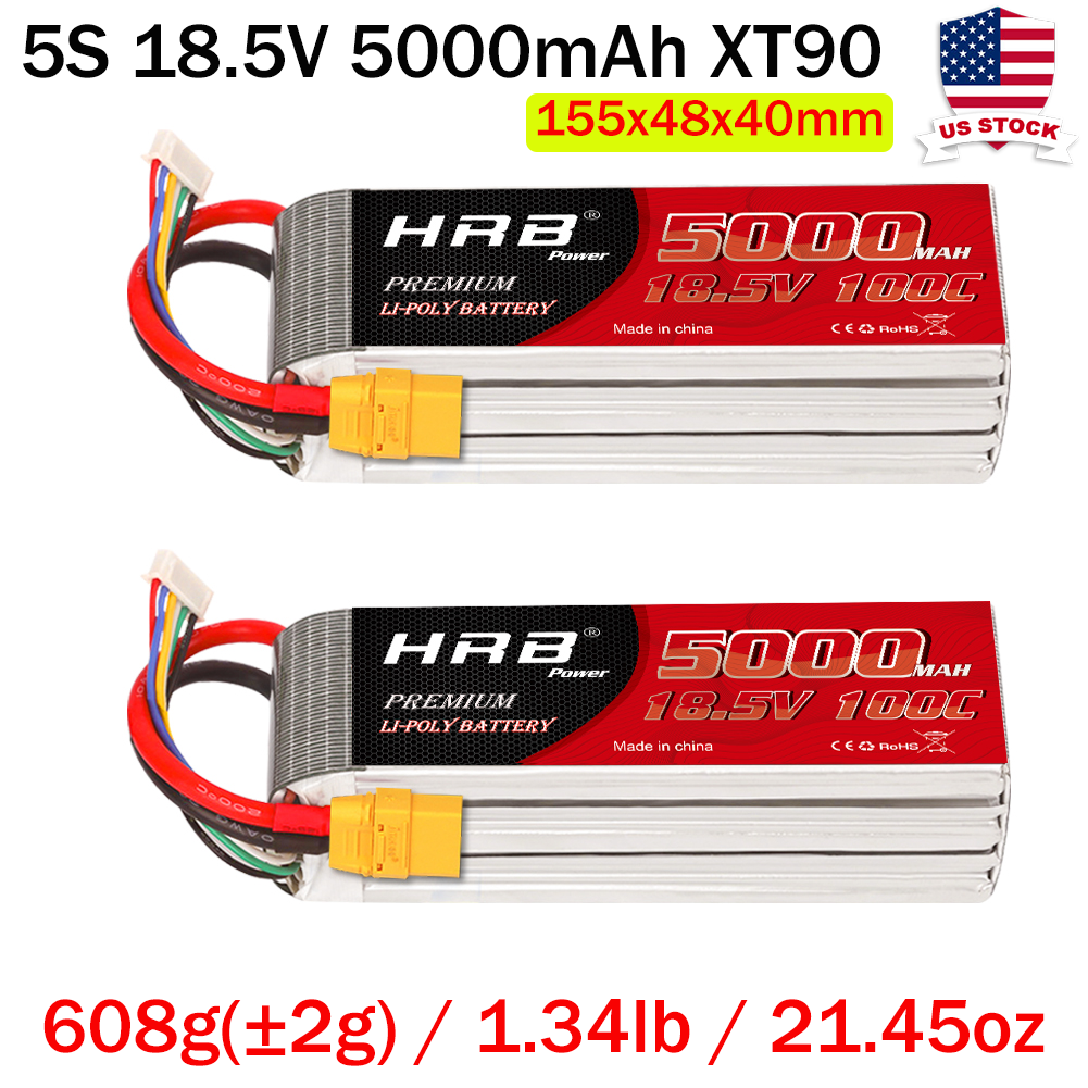 HRB 18.5V LiPo Battery 5000mAh 100C with XT90 Plug for RC Airplane/Helicopter/Car/Truck/Boat