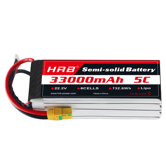 HRB 6s 22.2V 33000mAh 5C XT90S Semi-solid battery Customizable