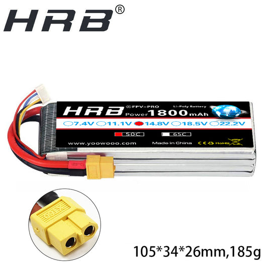 HRB 4S 14.8V 1800mAh 50C Lipo Battery XT60