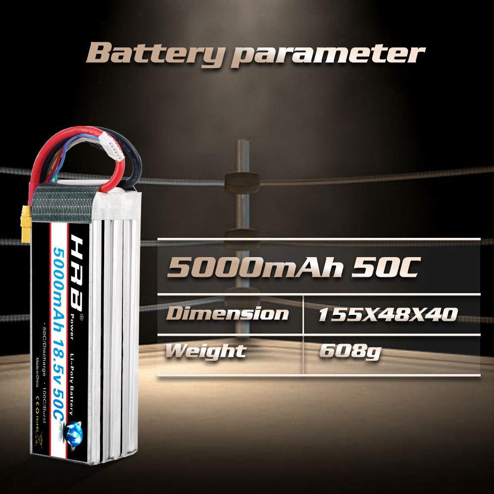 HRB 18.5V 5S 5000mAh 50C Lipo battery for RC Car Truck Helis Boat