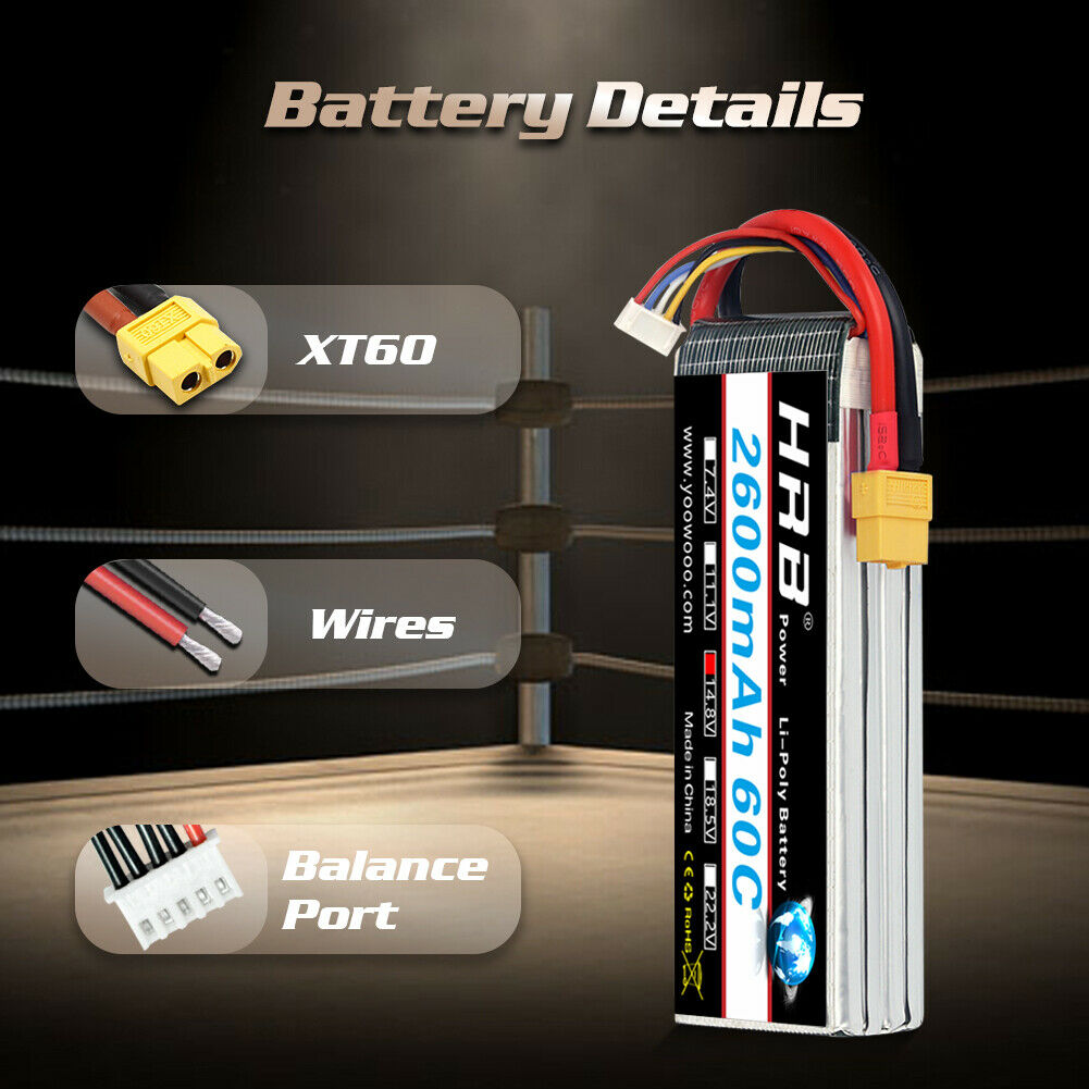 HRB 4S 14.8V 2600mAh Deans XT60 LIPO BATTERY