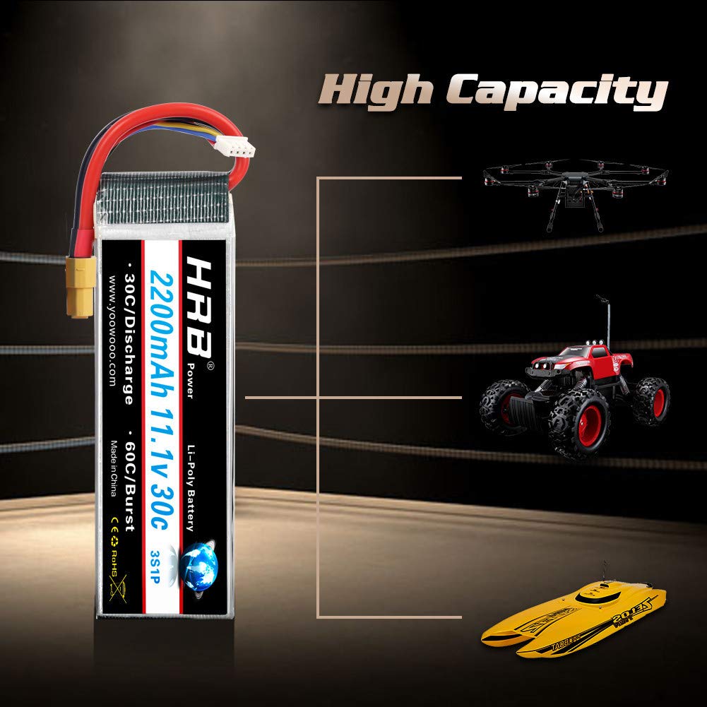 HRB 3S Lipo Battery 11.1V 3 Cell 2200mAh LiPo XT60 for Freewing Jet Plane