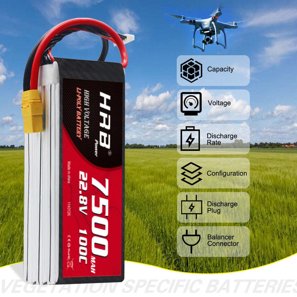 HRB 6S 7500mAh 100C 6S 22.8V HV battery Customizable