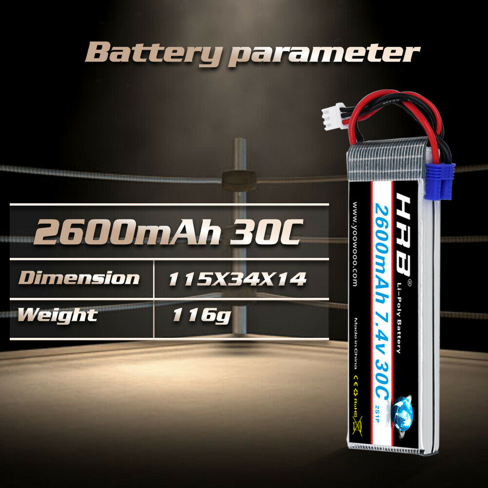 HRB 2S 7.4V 2600mah lipo battery for RC Remote Control