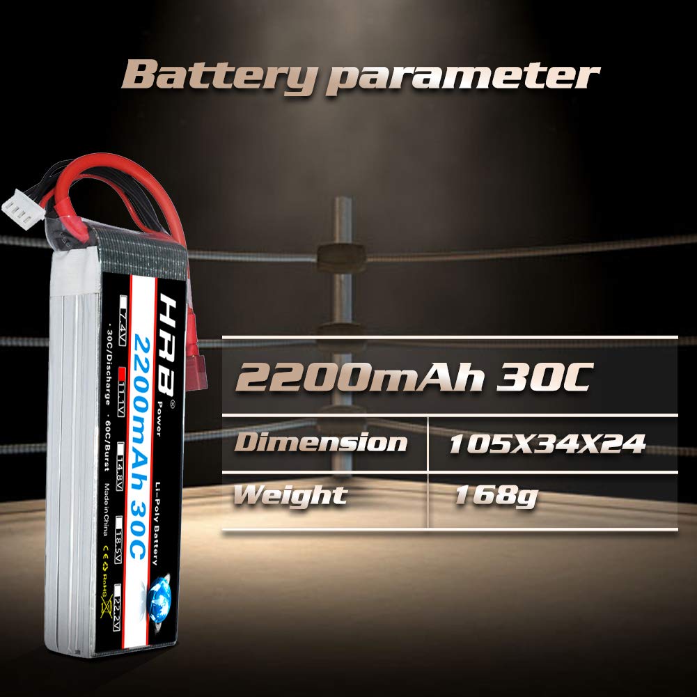 HRB 3S 11.1V 2200mAh 30C Deans T/XT60 Lipo Battery