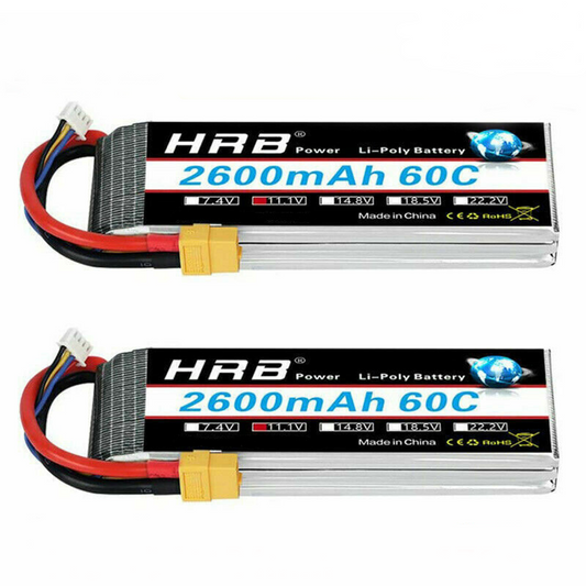 2pcs HRB 11.1V 3S 2600 LIPO BATTERY