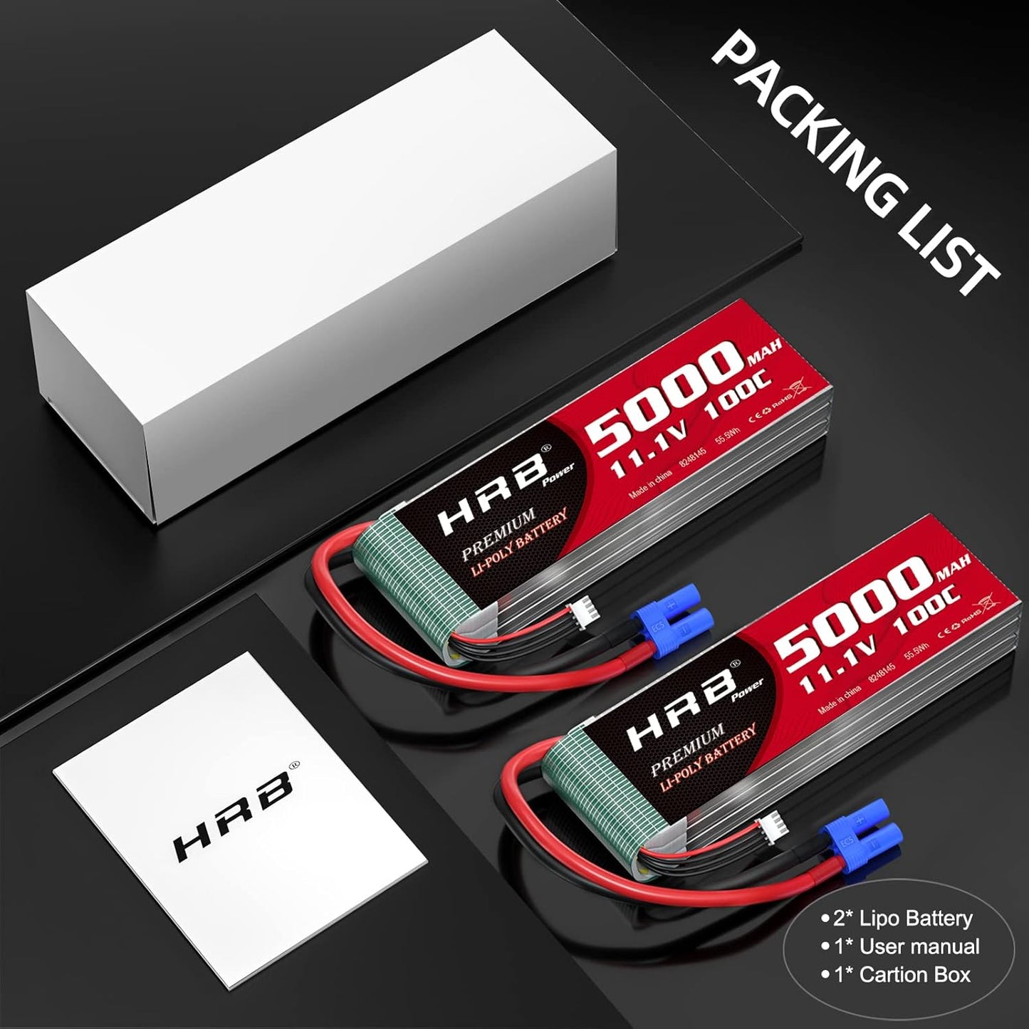 HRB 3S 5000mAh Lipo Battery EC5 100C 11.1V RC Lipo Battery