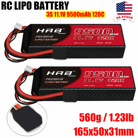 HRB 3S 11.1V LiPo Battery 9500mAh 120C Discharge for RC Car Truck offroad