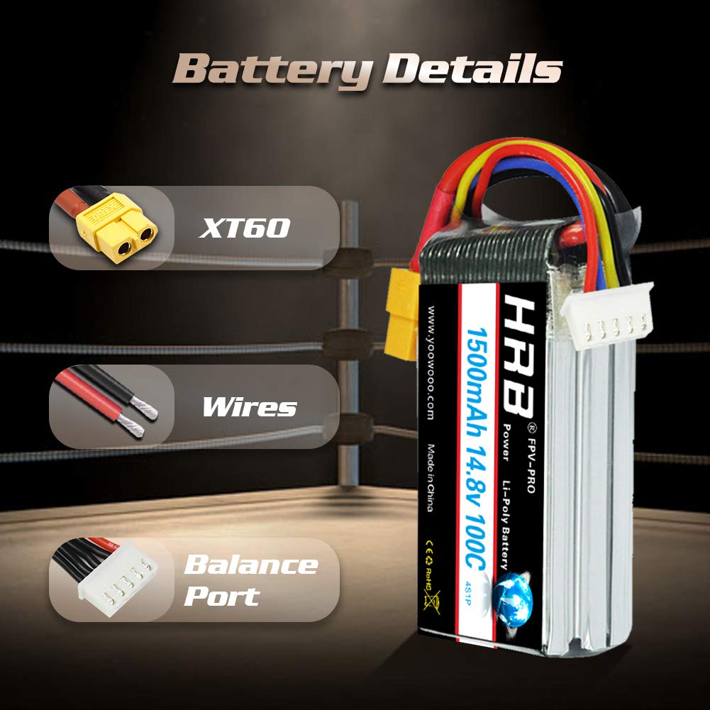 2PCS HRB 2S/3S/4S/5S/6S 1500mAh LIPO BATTERY  For 1/16 e revo FPV Drone