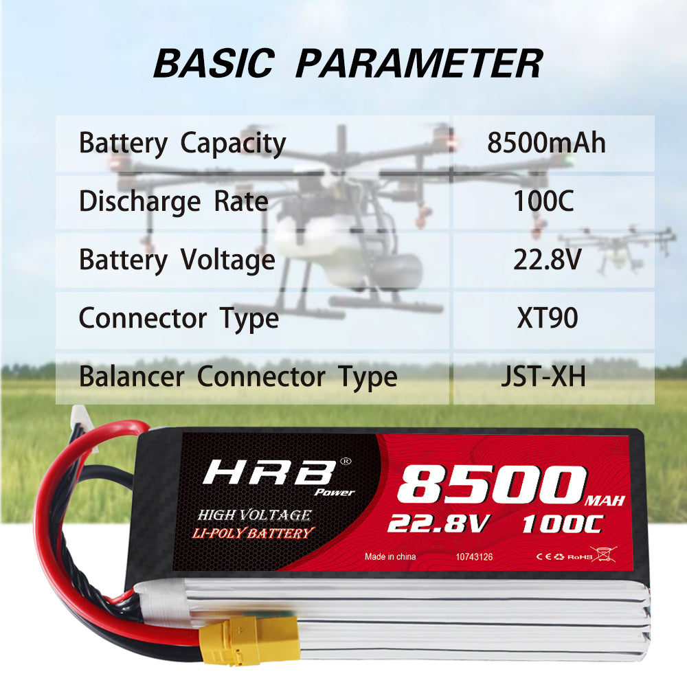 HRB 6S 22.8V 8500mAh HV Lipo Battery