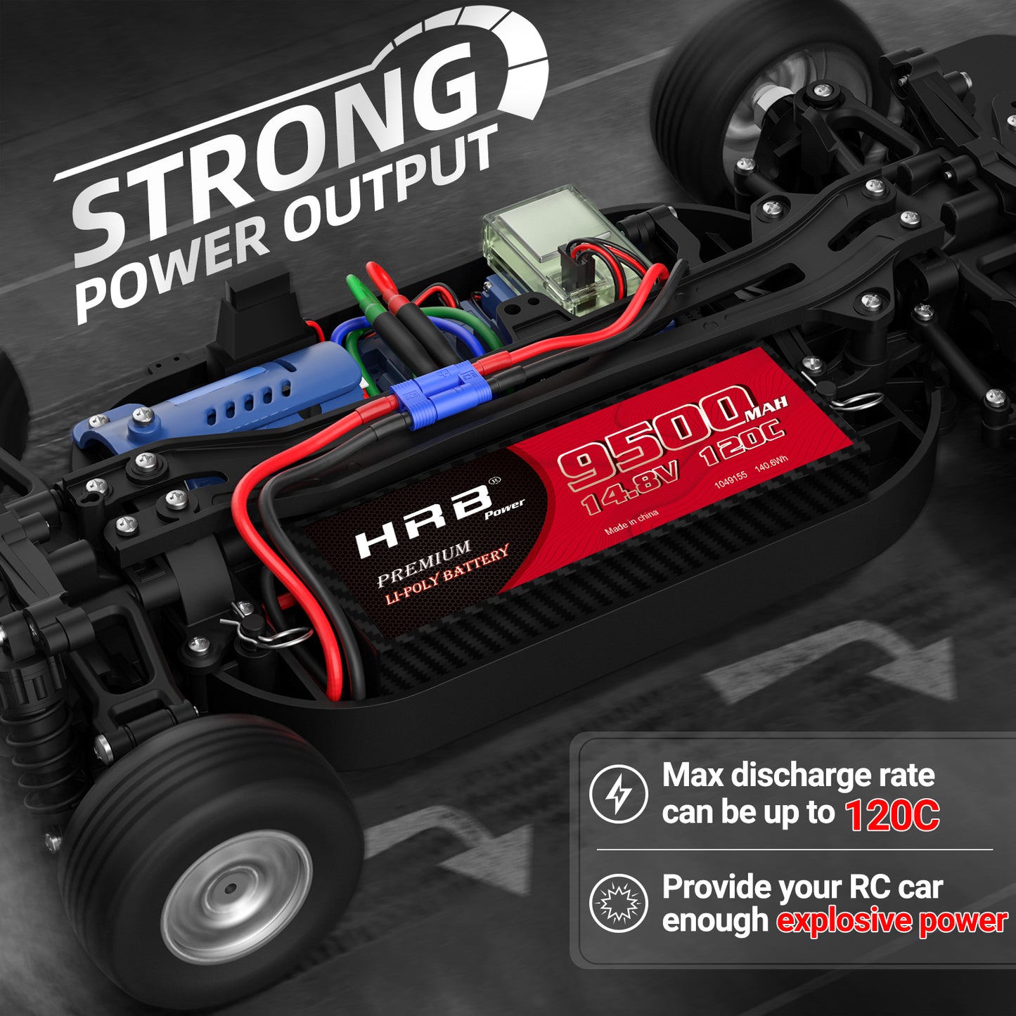 HRB 14.8V 4S LiPO Battery 9500mAh 120C for RC Car X-Maxx V2 UDR Car Truck