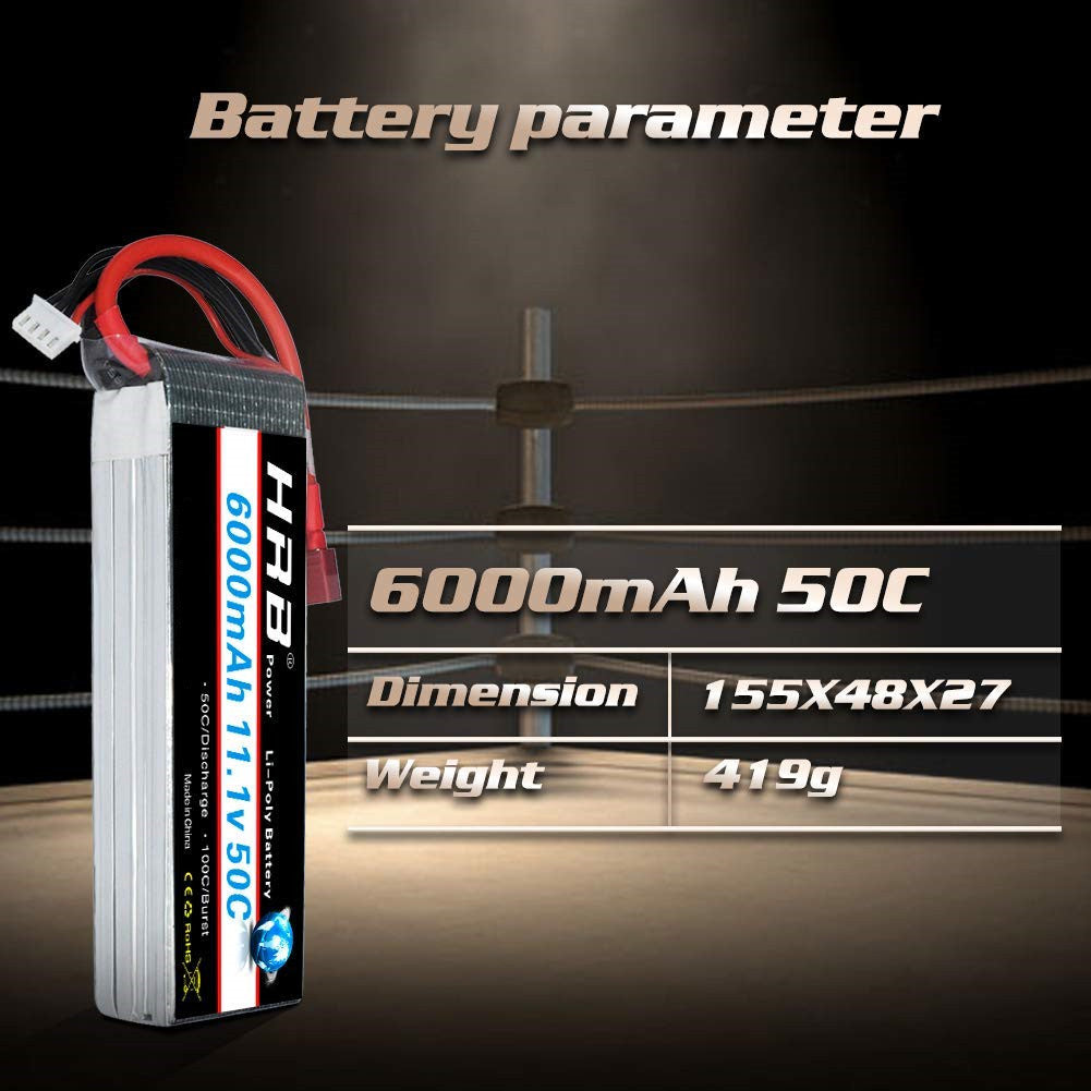 2pcs HRB 11.1V 3S 6000mAh XT90/Dean T/TRX lipo battery for RC Car Truck