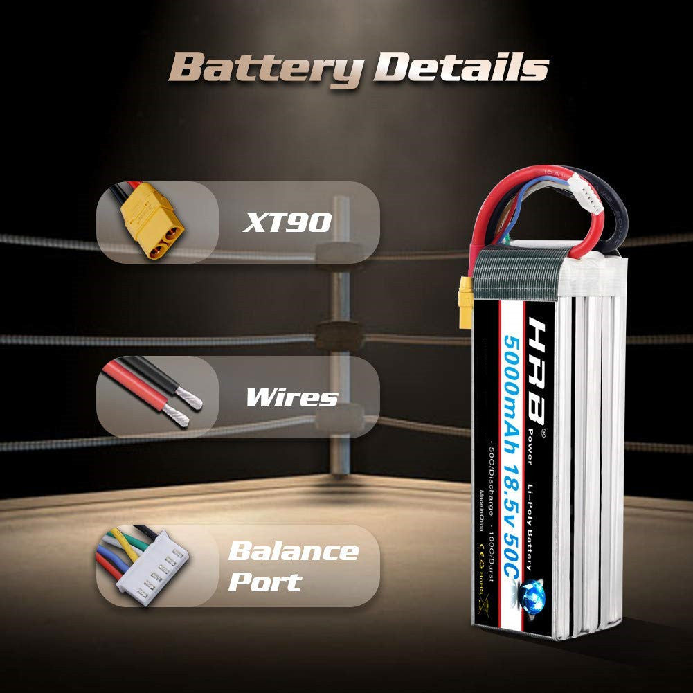 HRB 18.5V 5S 5000mAh 50C Lipo battery for RC Car Truck Helis Boat