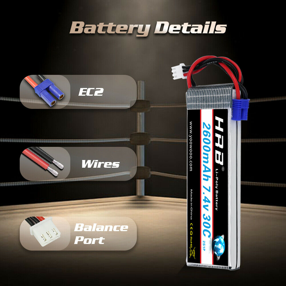 HRB 2S 7.4V 2600mah lipo battery for RC Remote Control