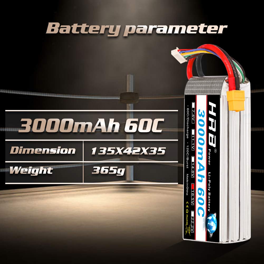 HRB 5S 18.5V 3000mAh EC5/XT60/Deans T Lipo Battery
