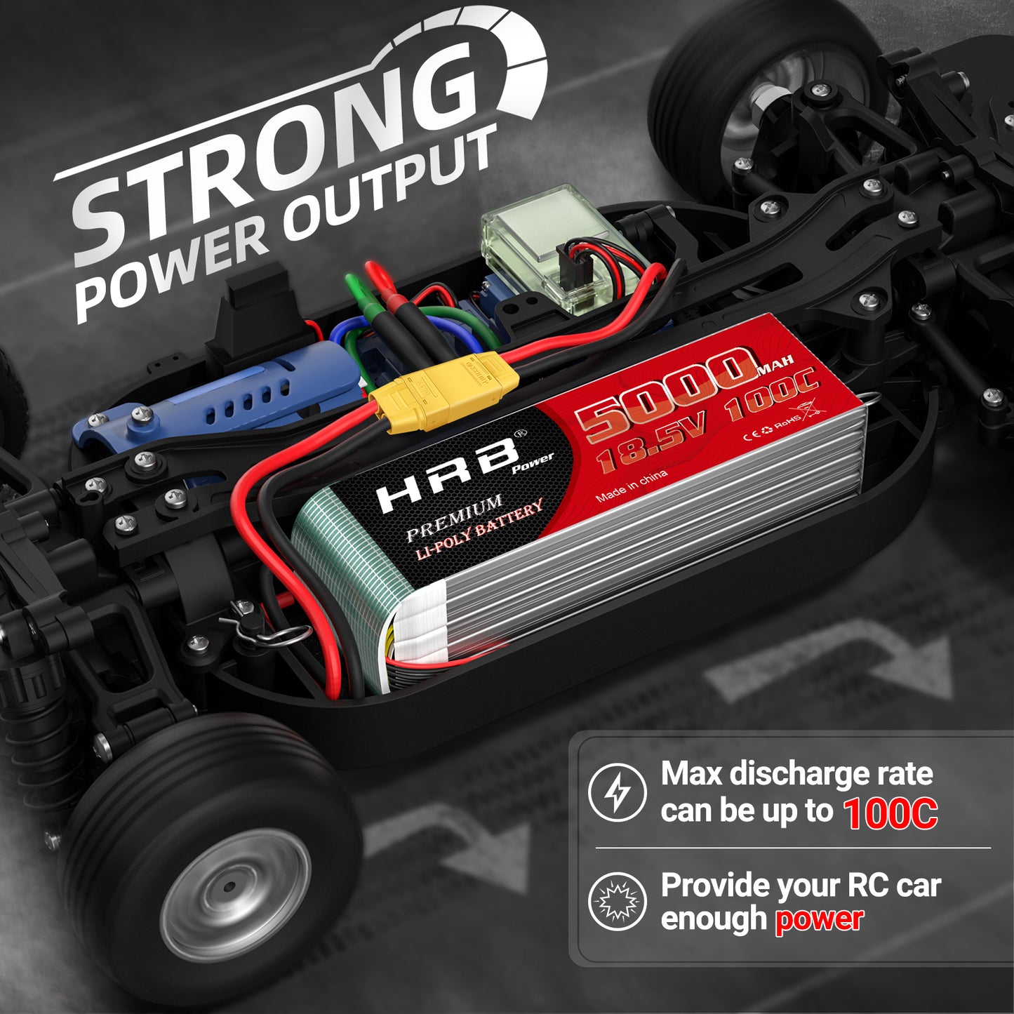 HRB 18.5V LiPo Battery 5000mAh 100C with XT90 Plug for RC Airplane/Helicopter/Car/Truck/Boat