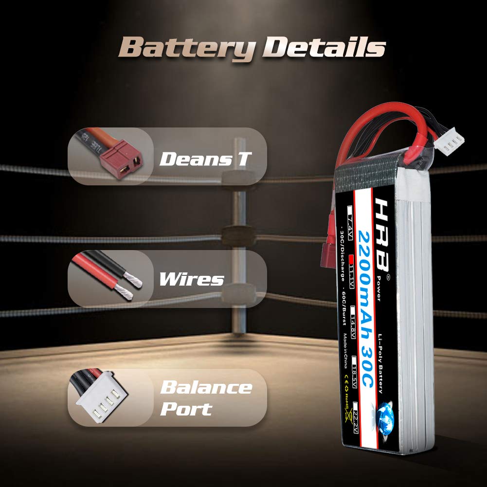 HRB 3S 11.1V 2200mAh 30C Deans T/XT60 Lipo Battery