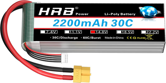HRB 4S Lipo Battery XT60 14.8V 2200mAh 30C RC Lipo Battery XT60