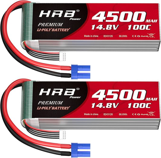 2pcs HRB 4S 4500mAh Lipo Battery EC5 100C 14.8V RC Lipo Battery