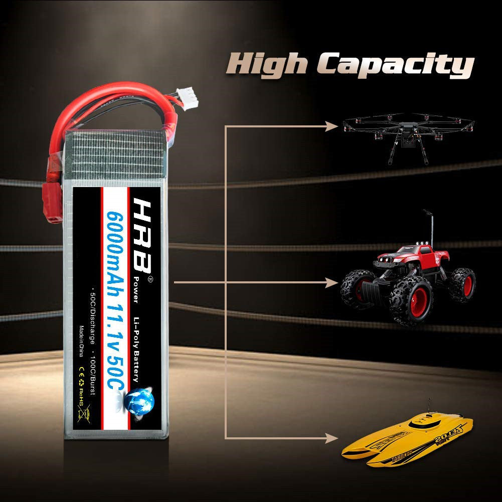 2pcs HRB 11.1V 3S 6000mAh XT90/Dean T/TRX lipo battery for RC Car Truck