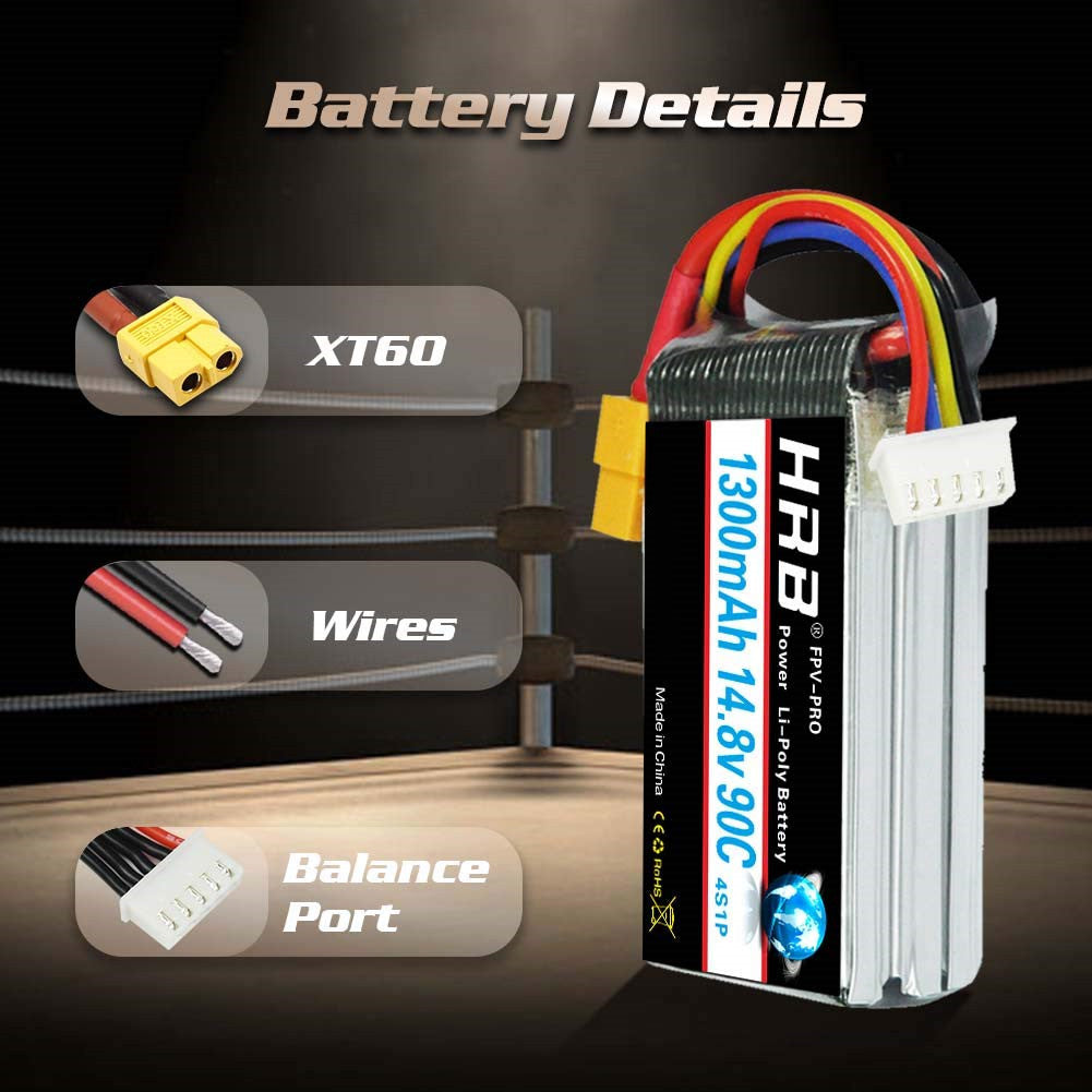 HRB 2S/3S/4S/5S/6S 1300mAh Lipo Battery for RC FPV Plane Drone