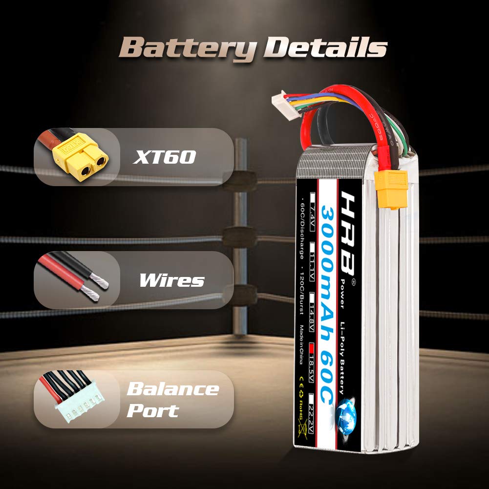 HRB 5S 18.5V 3000mAh EC5/XT60/Deans T Lipo Battery