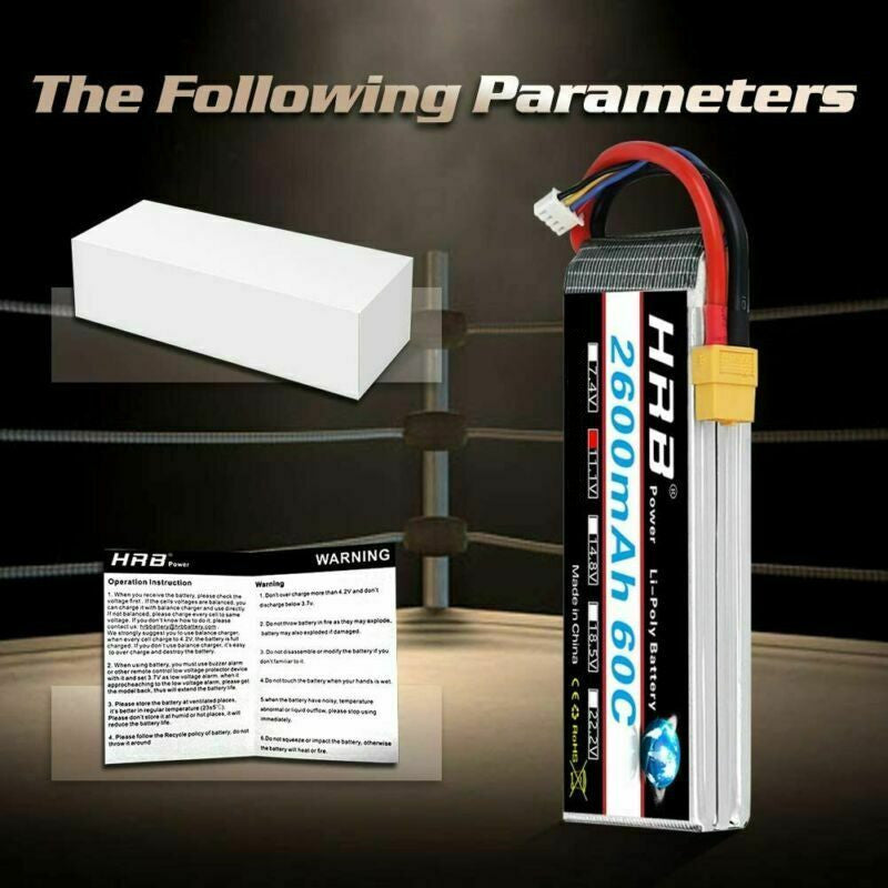 2pcs HRB 11.1V 3S 2600 LIPO BATTERY