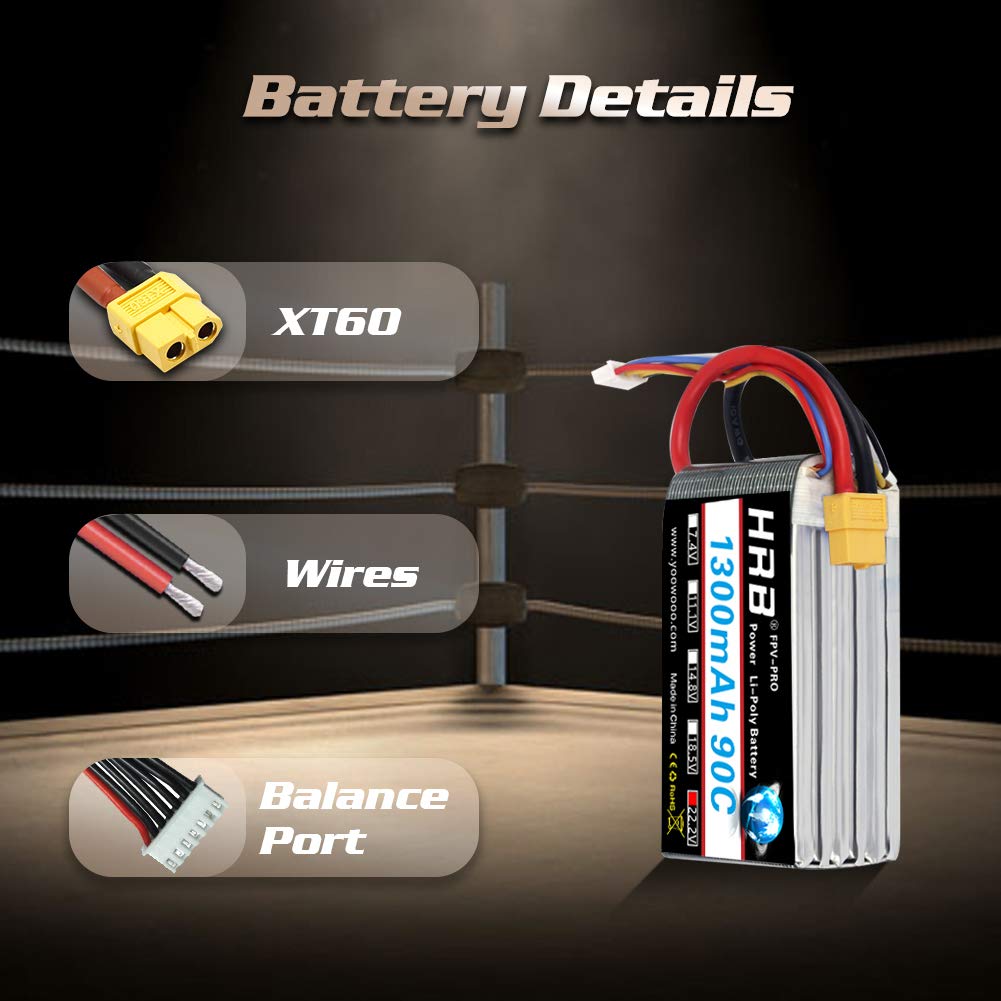 HRB 2S/3S/4S/5S/6S 1300mAh Lipo Battery for RC FPV Plane Drone