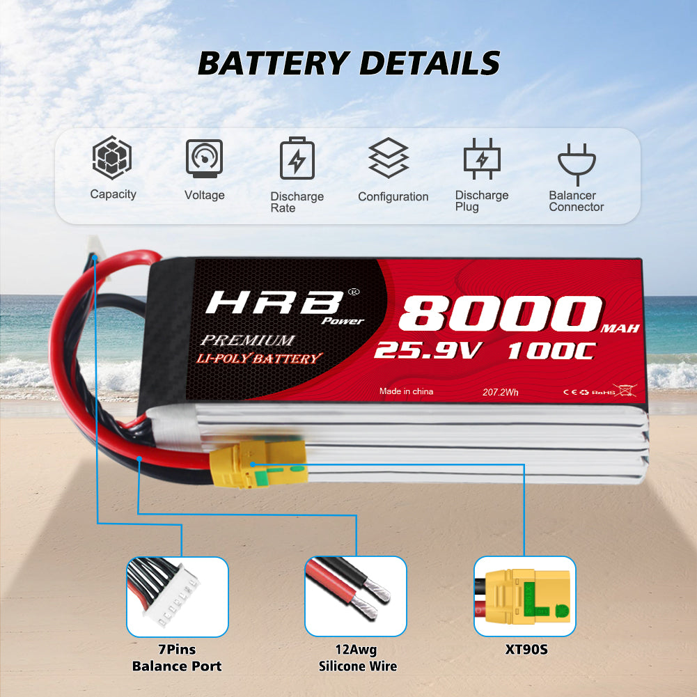 HRB 7S 25.9V 8000mAh Lipo Battery