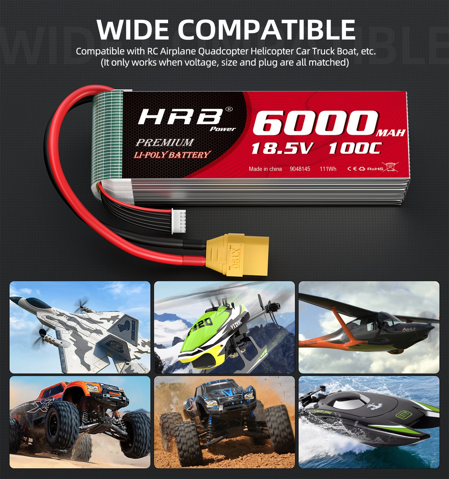 HRB 18.5V 5S 6000mAh 50C Lipo battery for RC Car Truck Helis Boat