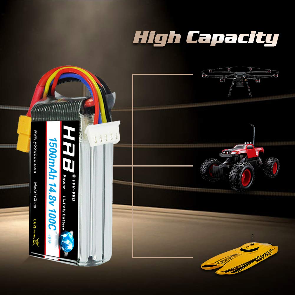 2PCS HRB 2S/3S/4S/5S/6S 1500mAh LIPO BATTERY  For 1/16 e revo FPV Drone