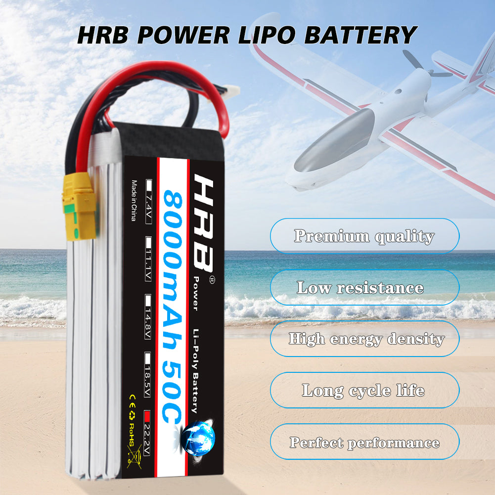 HRB 6S 22.2V 8000mAh 50C lipo battery