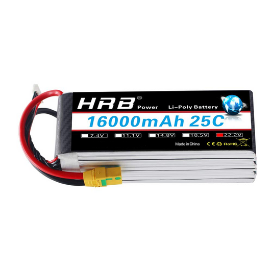 HRB 6S 22.2V 16000mAh 25C LIPO BATTERY XT90S/AS150/XT150 For Drone Plane
