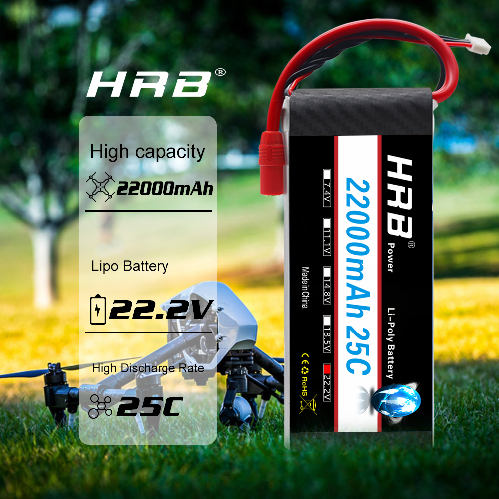 HRB 22.2V 22000mAh 6S 25C Lipo Battery XT90S/AS150/XT150 for DJI Drone Plane