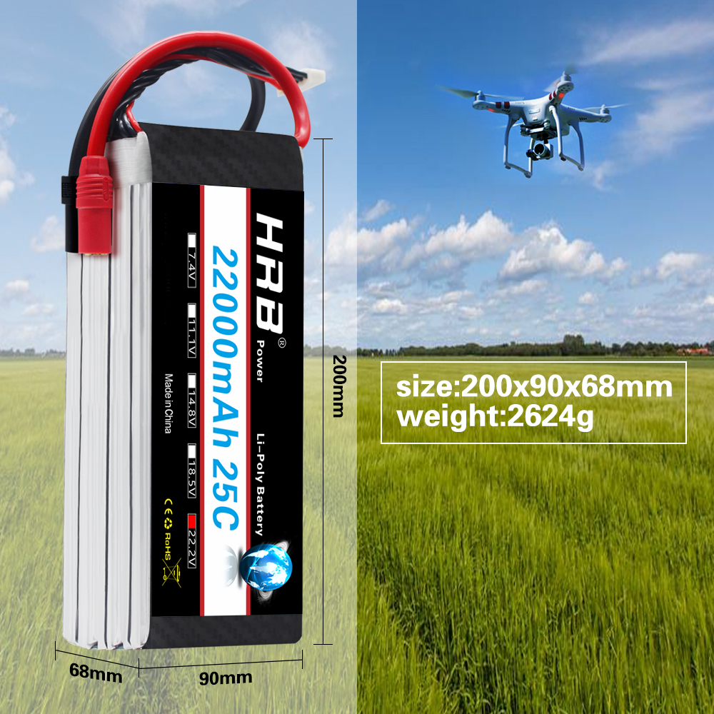 HRB 22.2V 22000mAh 6S 25C Lipo Battery XT90S/AS150/XT150 for DJI Drone Plane