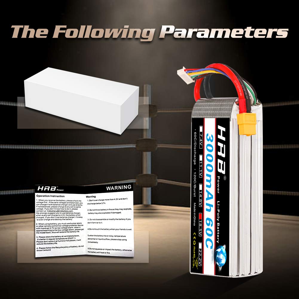 HRB 5S 18.5V 3000mAh EC5/XT60/Deans T Lipo Battery