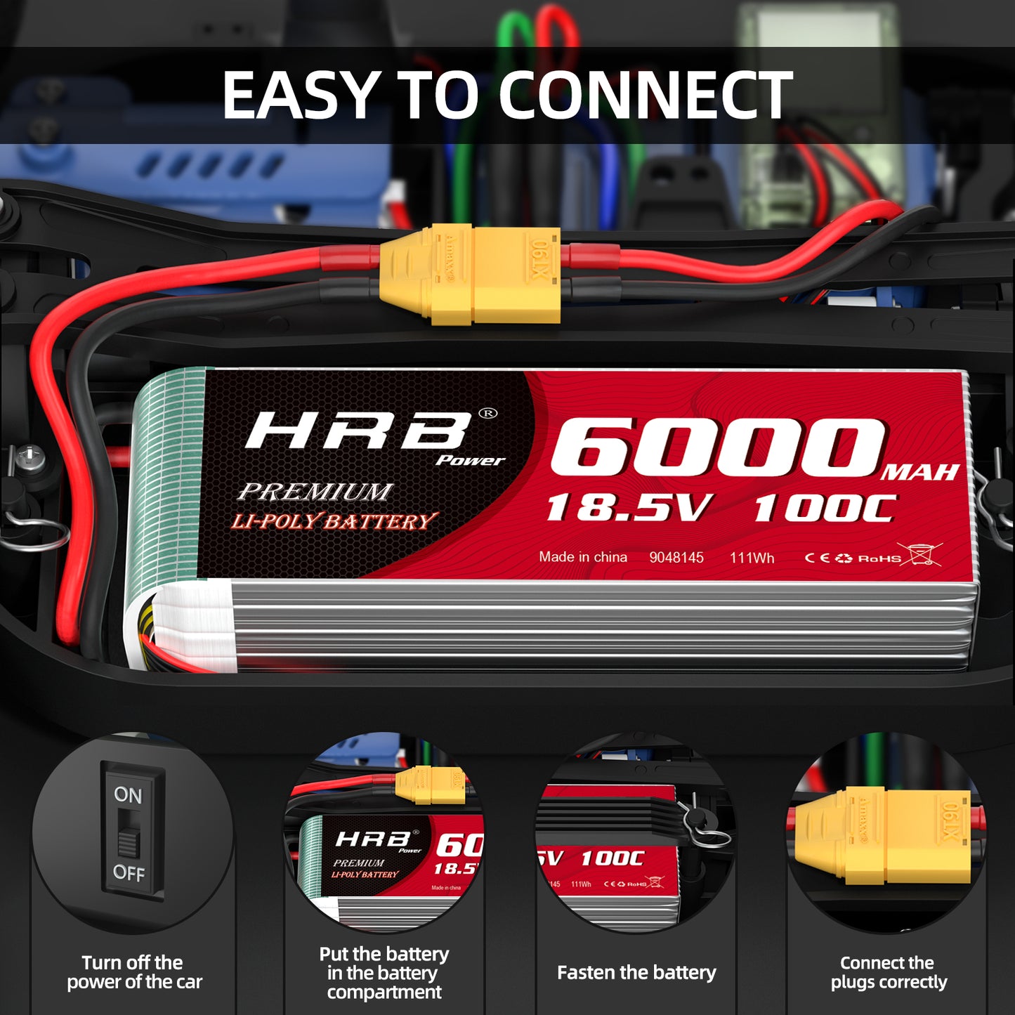 HRB 18.5V 5S 6000mAh 50C Lipo battery for RC Car Truck Helis Boat