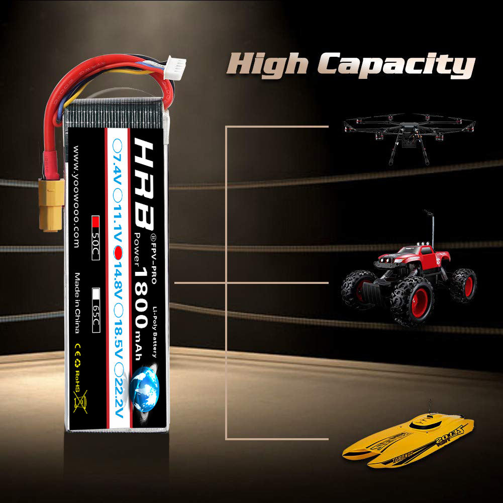 HRB 4S 14.8V 1800mAh 50C Lipo Battery XT60
