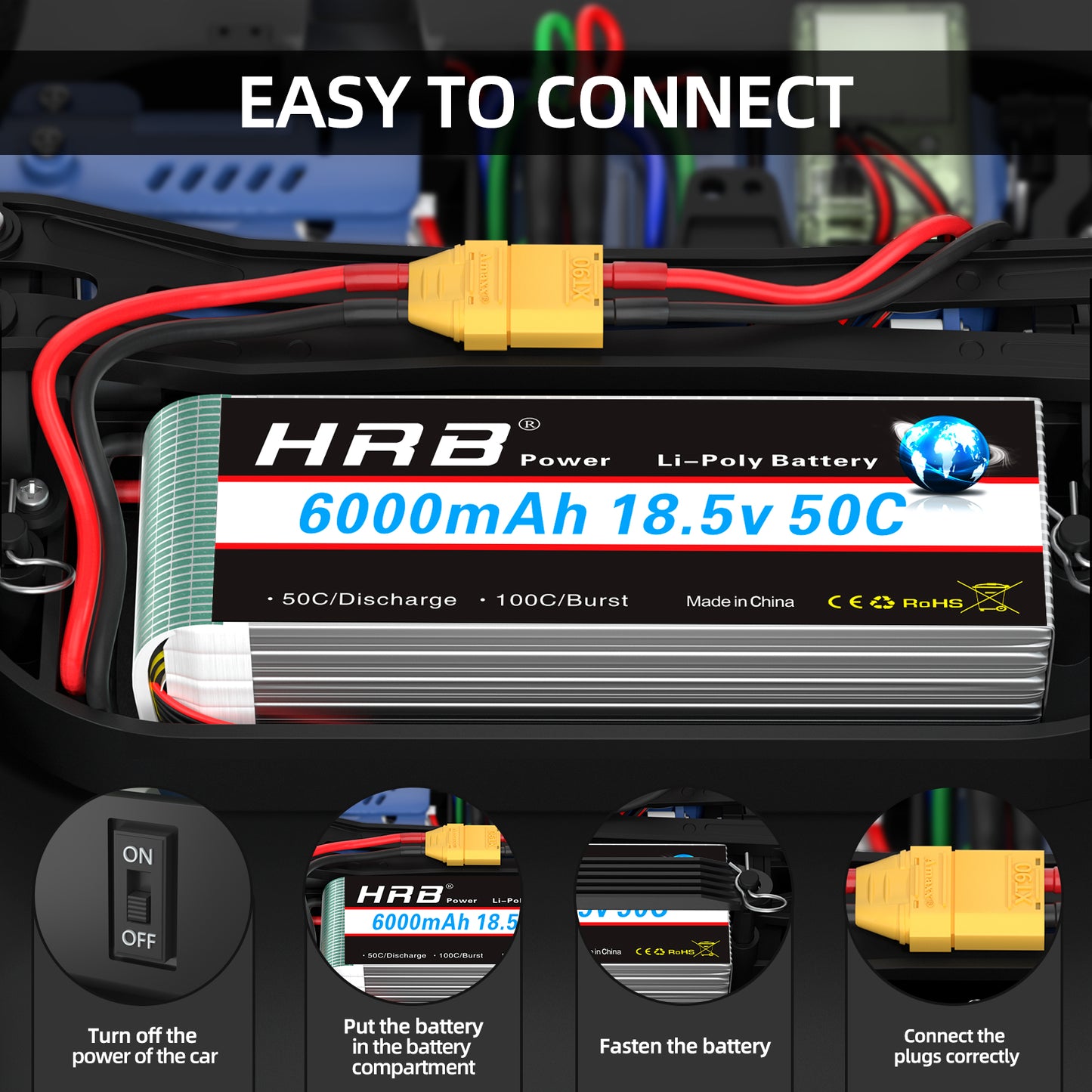HRB 18.5V 5S 6000mAh 50C Lipo battery for RC Car Truck Helis Boat