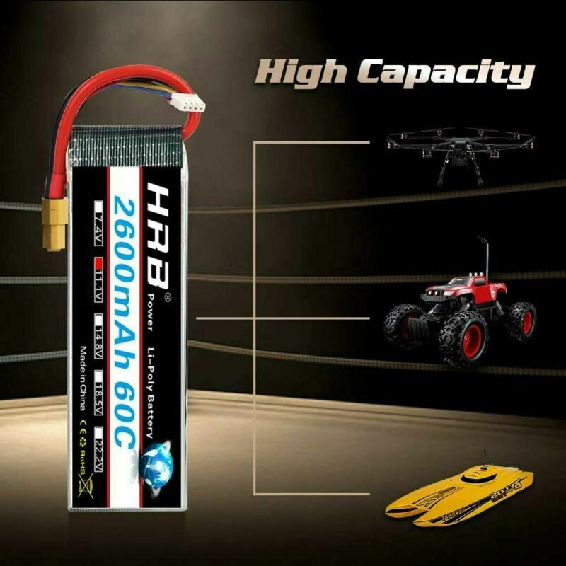 2pcs HRB 11.1V 3S 2600 LIPO BATTERY
