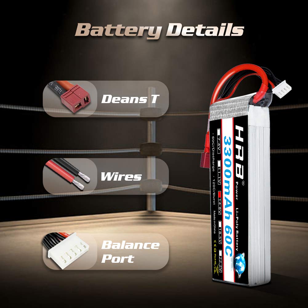HRB 4S LiPo Battery 3300mAh 60C 14.8V for RC Car Truck UAV Airplane