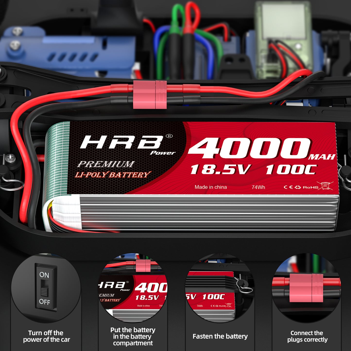2 pieces HRB 5S 18.5V 4000mAh 100C XT60 Lipo Battery