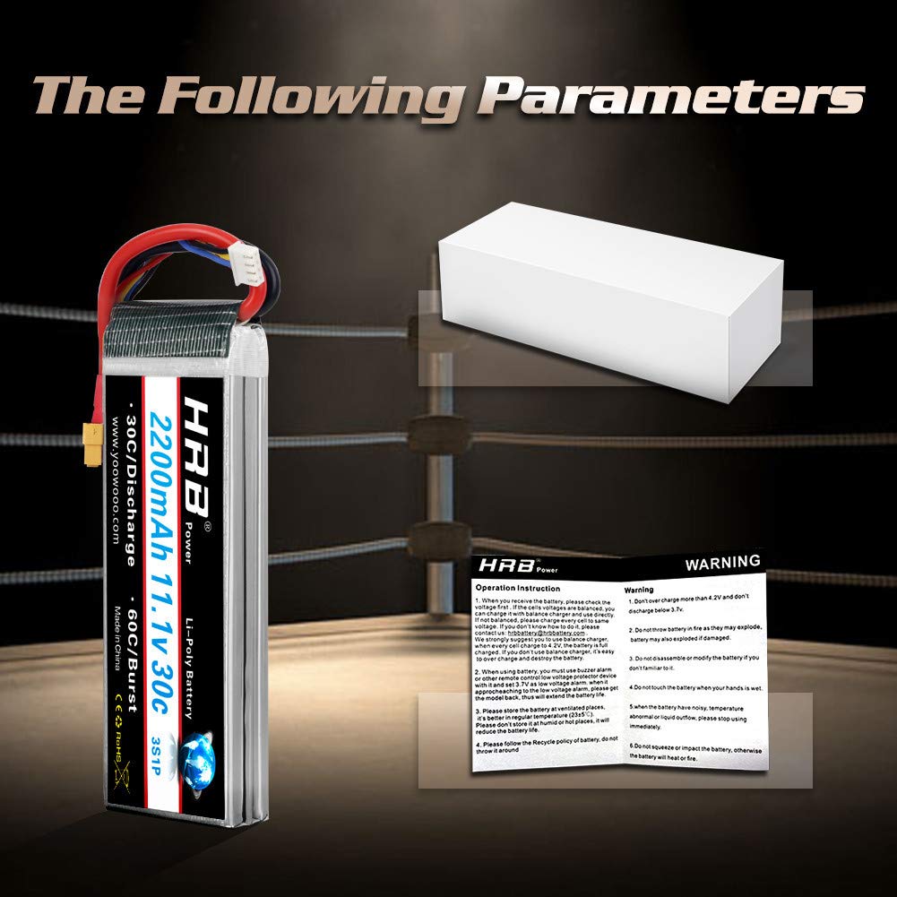 HRB 3S Lipo Battery 11.1V 3 Cell 2200mAh LiPo XT60 for Freewing Jet Plane