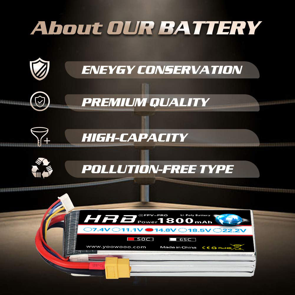 HRB 4S 14.8V 1800mAh 50C Lipo Battery XT60