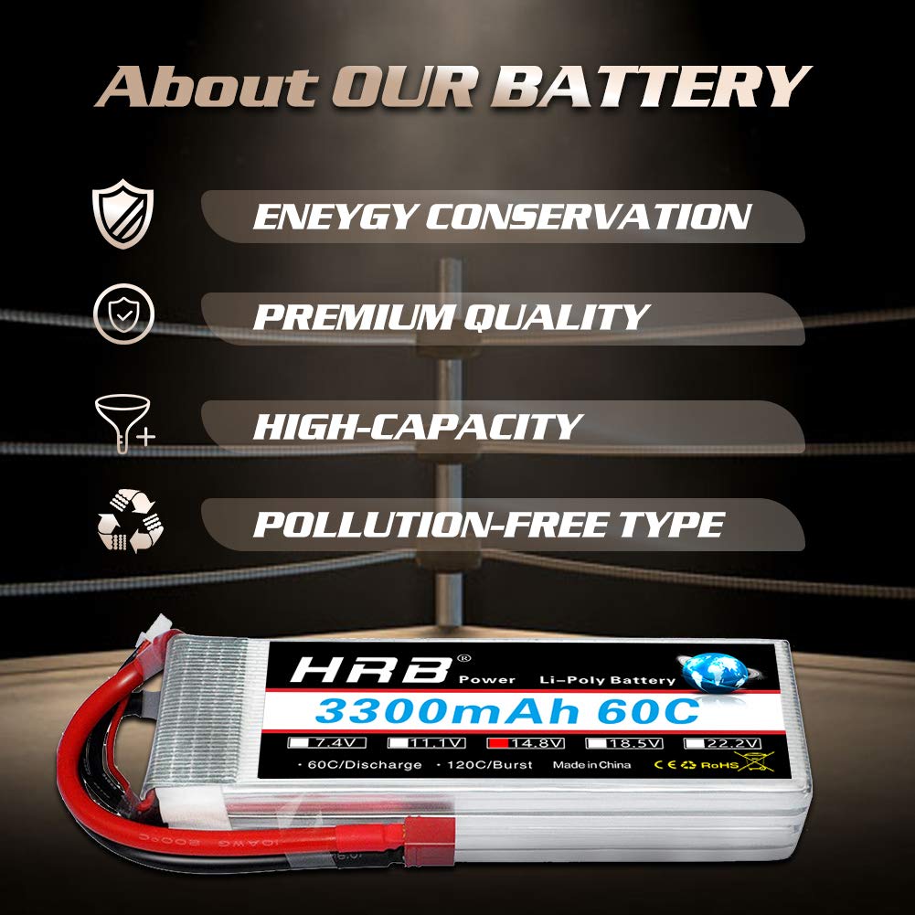 HRB 4S LiPo Battery 3300mAh 60C 14.8V for RC Car Truck UAV Airplane