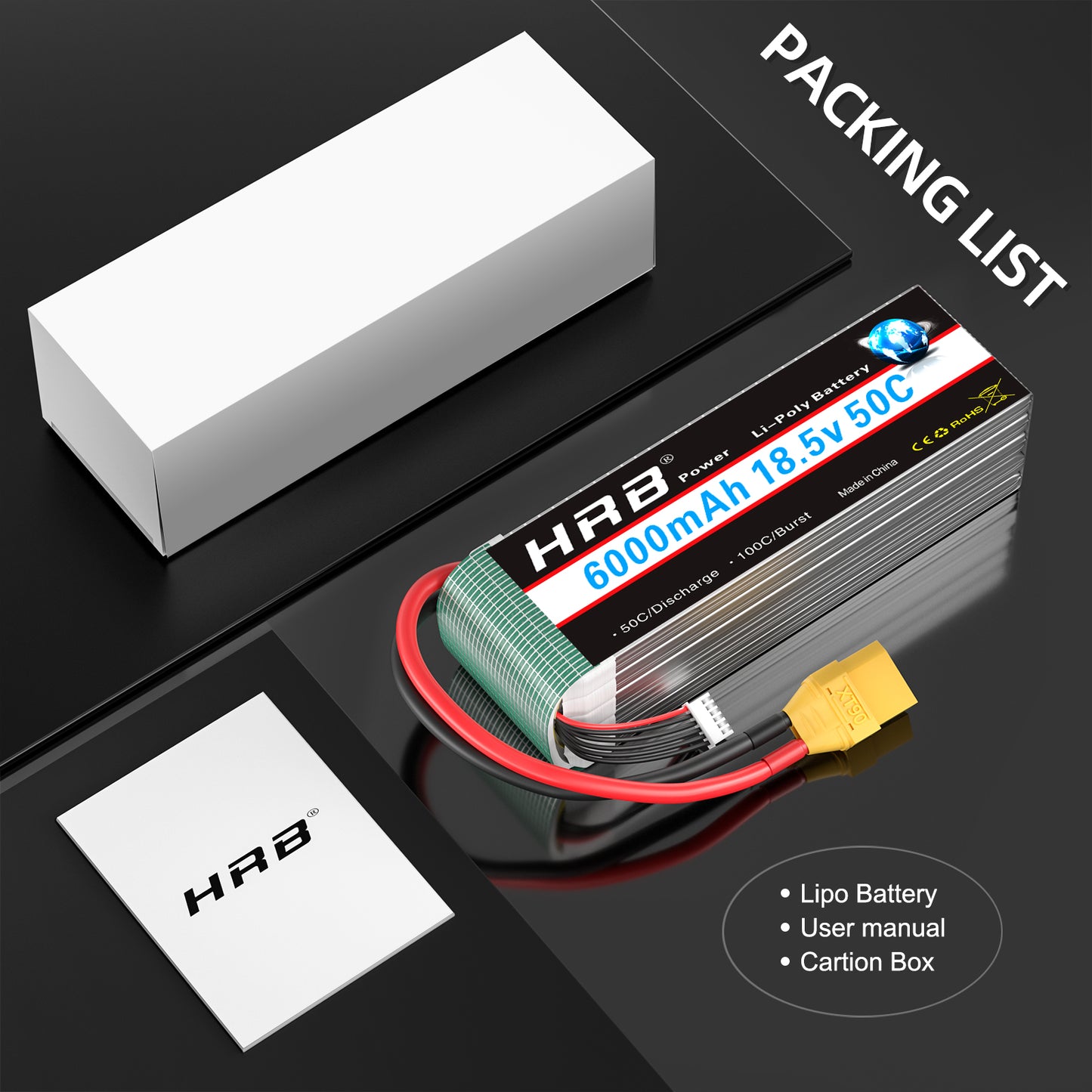 HRB 18.5V 5S 6000mAh 50C Lipo battery for RC Car Truck Helis Boat
