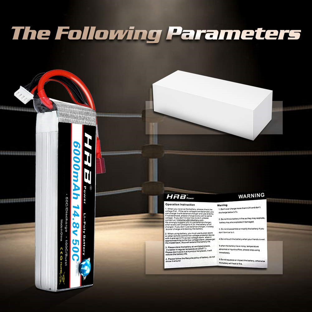 HRB 14.8V 4S 6000mAh 50C Dean T/TRX Lipo Battery for RC Car Truck
