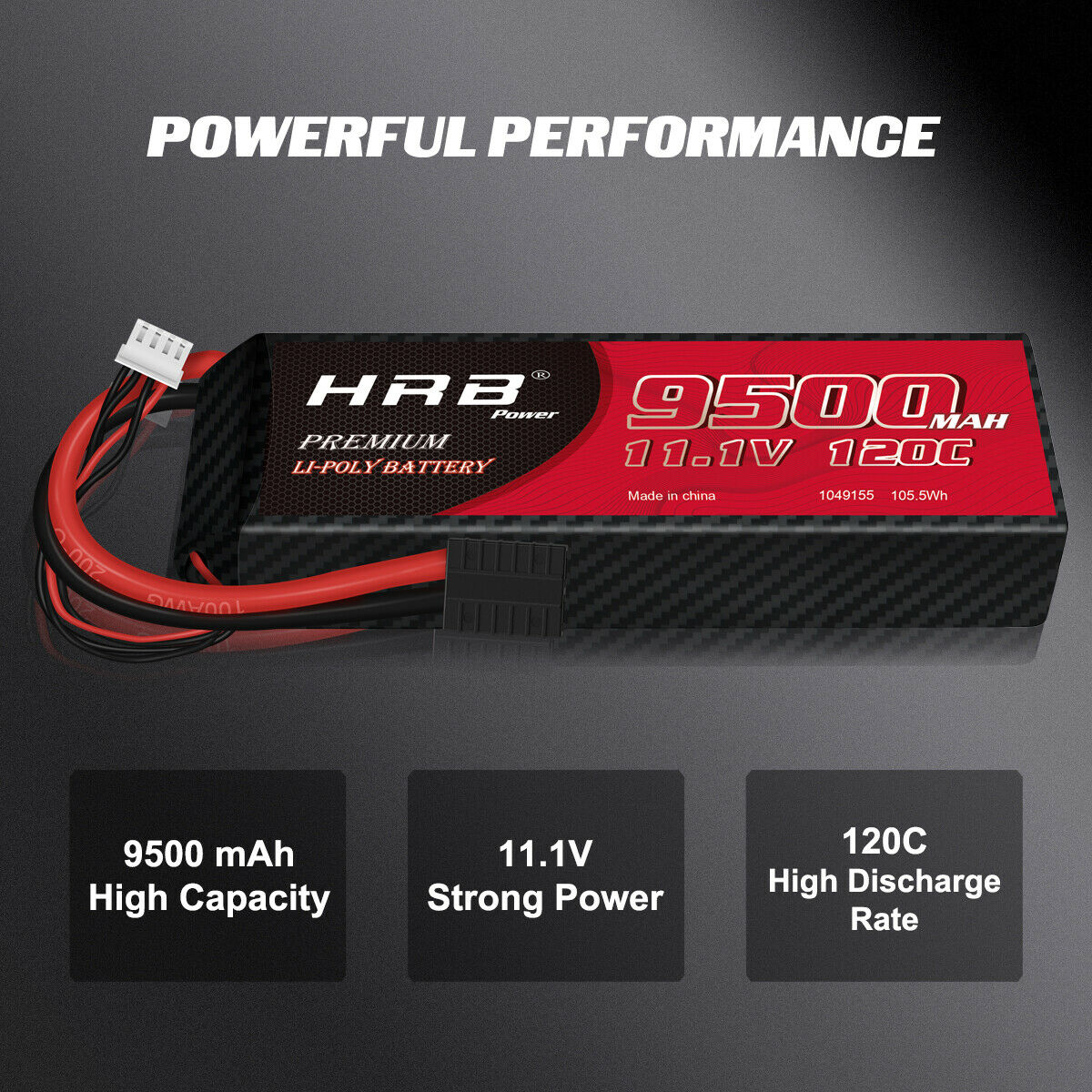 HRB 3S 11.1V LiPo Battery 9500mAh 120C Discharge for RC Car Truck offroad