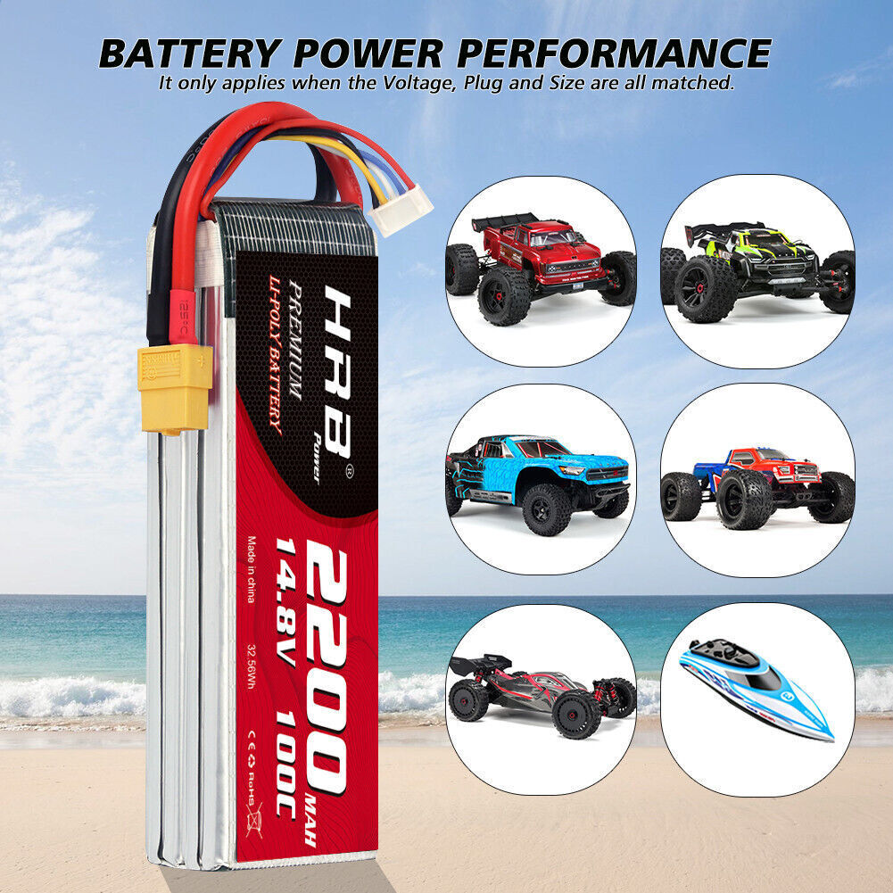 2XHRB 4S Lipo Battery 100C 14.8V 2200mAh XT60 for Car Truck Helicopter Airplane