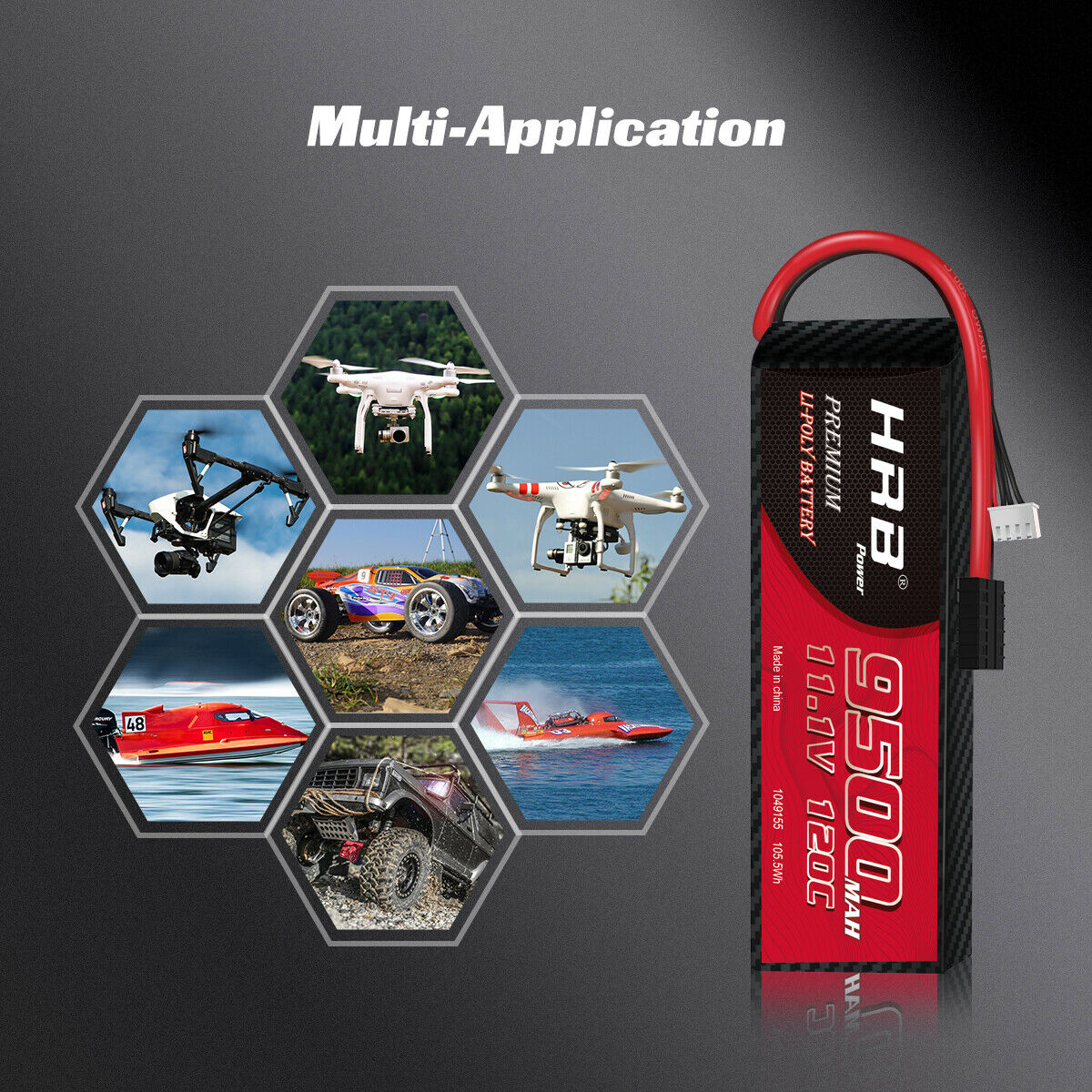HRB 3S 11.1V LiPo Battery 9500mAh 120C Discharge for RC Car Truck offroad